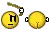 a smiley face with a bomb coming out of it and a smiley face with sunglasses on .