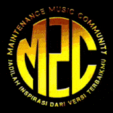 a logo for the maintenance music community with a flame in the center