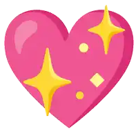 a pink heart with yellow stars surrounding it on a white background