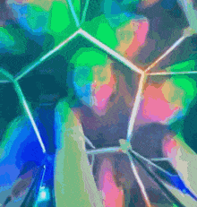 a painting of a woman in a kaleidoscope of colors