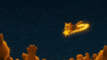 a kitten is flying through the air holding a star