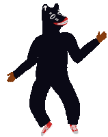 a cartoon drawing of a person dressed in a black cat costume