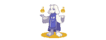 a pixel art drawing of a goat wearing a blue shirt that says i 'm sorry .
