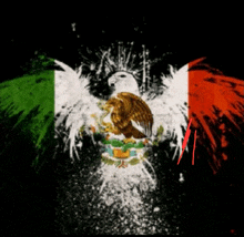a painting of a mexican flag with an eagle in the center