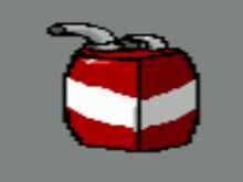 a pixel art of a red and white soda can
