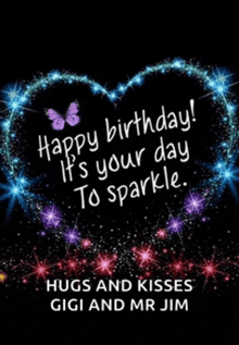 a birthday card with a heart made of stars and the words happy birthday it 's your day to sparkle