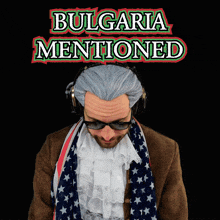 a man wearing headphones and a scarf with the words bulgaria mentioned on the top