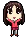 a pixel art drawing of a girl in a red shirt and skirt .