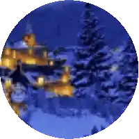 a picture of a snowy landscape with a house in the background
