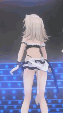 a girl in a maid costume is standing on a stage