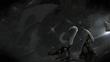 a black and white drawing of a dinosaur and a monster in the water