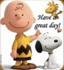 charlie brown and snoopy are standing next to each other and giving a thumbs up .
