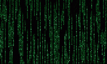 a computer screen with green numbers coming down it