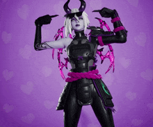 a video game character with horns and purple wings