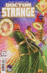 a comic book called doctor strange has a 50th anniversary sticker on it