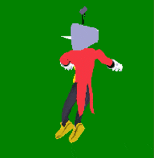 a pixel art drawing of a cartoon character with a gray head