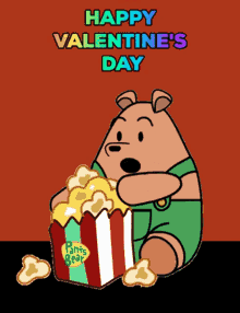 happy valentines day valentines day valentines weekend popcorn valentine pants bear valentines day