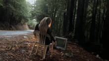 Tv In The Forest Chilling GIF - Tv In The Forest Chilling Girl GIFs