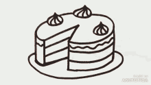 a person is drawing a cake with a marker and the words made in animatica are visible