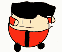 a cartoon drawing of a man with a red shirt and tie