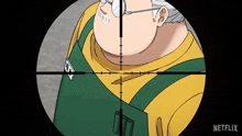 a cartoon of a man looking through a sniper scope with the word netflix on the bottom right