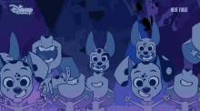 a disney channel advertisement with a bunch of cartoon characters on it