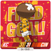 a cartoon drawing of a football with a bandage on it says field goal