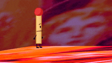 a cartoon drawing of a match with a face on it