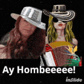a woman in a hat is next to a woman in an accordion