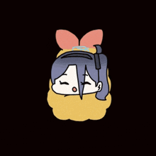 a drawing of a girl with a bow on her head