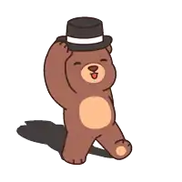 a brown teddy bear is wearing a top hat and smiling