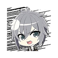 a cartoon drawing of a girl with gray hair making a funny face