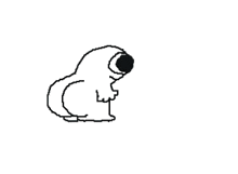 a black and white drawing of a person 's butt with a black eye .