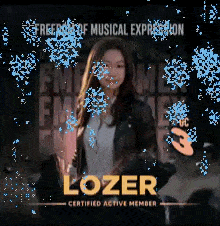 a picture of a woman with the name lozer on the bottom