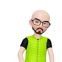 a cartoon character with glasses and a beard is pointing