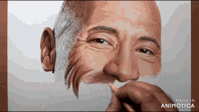 a drawing of a man 's face with the words made in animotica below it