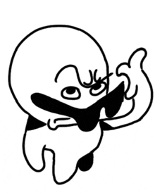 a black and white drawing of a cartoon character wearing sunglasses and a tie .