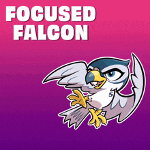 a cartoon of a falcon with the words focused falcon behind it