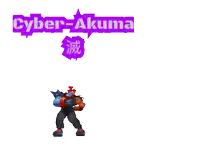 a blue circle with the words cyber akuma on top of it