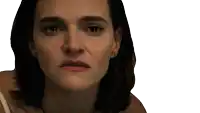 a woman with a sad look on her face