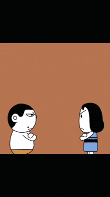 a cartoon of two people with speech bubbles above them