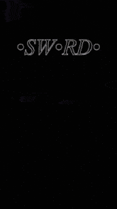 a car is driving down a road with the word sword written on the bottom