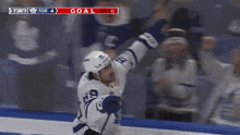 toronto maple leafs hockey players celebrate a goal