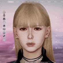 a close up of a woman 's face with the symmetry mode displayed