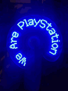 a playstation logo is displayed on a blue background