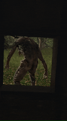 a monster in a video game is standing in the grass