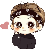a drawing of a person with a bandana on their head and a heart in the background
