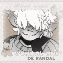 a drawing of a person with the name mychael only de randal on the bottom