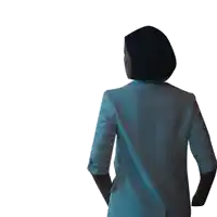 a woman standing with her hands on her hips and a white background