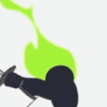 a silhouette of a person holding a pink light saber against a green background .